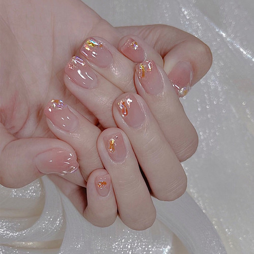 冰透色云锦粉渐变极光钻晕染