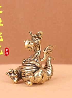 复古黄铜小胖龙创意摆件