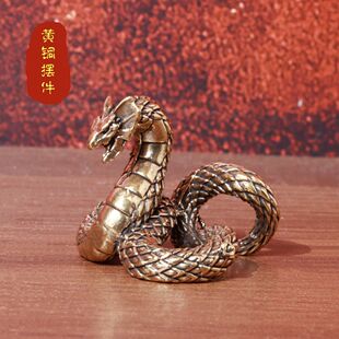创意黄铜蛟龙入海居饰复古老物件办公室桌面茶宠工艺品小摆件