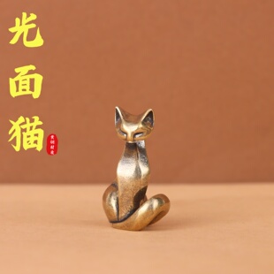 黄铜情侣猫摆件复古创意桌面装饰工艺品办公室家居小摆件金属猫饰