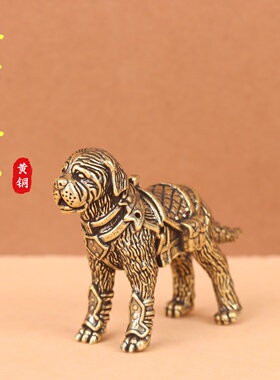 纯黄铜复古生肖狗桌面摆件