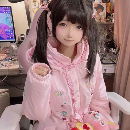 【少量现货】mp小绣花花边棉服女儿服可爱宽松重工刺绣冲锋衣戴帽