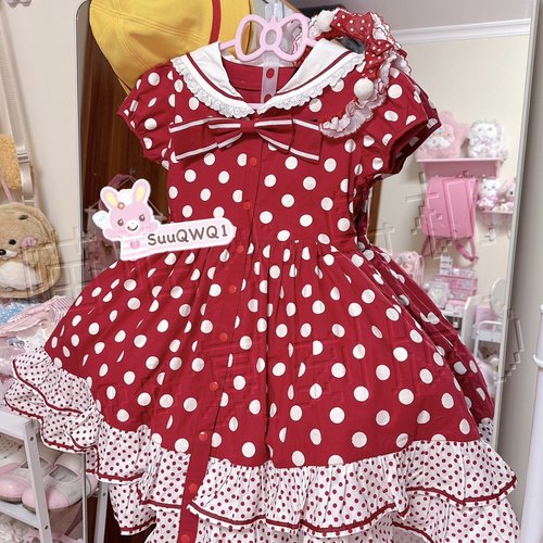 【预约中】St波点多色连衣裙女儿服可爱软妹少女夏季喵小鸟机
