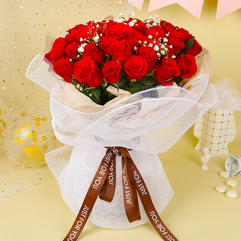 鮮花速遞99/33朵紅玫瑰花束送女友生日全國花店配送同城送花上門