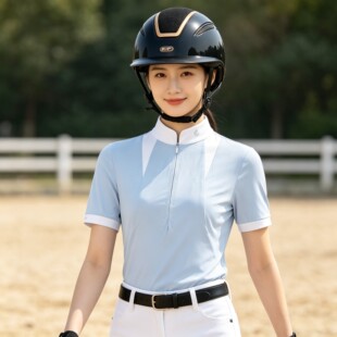 HORSE LEADER夏季成人女马术装备短袖T恤衬衫速干骑马比赛马术服