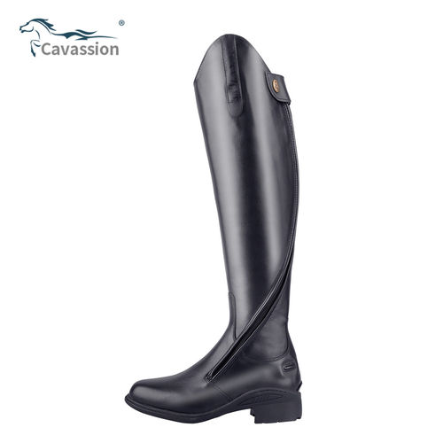 Cavassion牛皮长靴马术障碍长靴筒靴男女骑马靴马术竞赛靴骑士靴