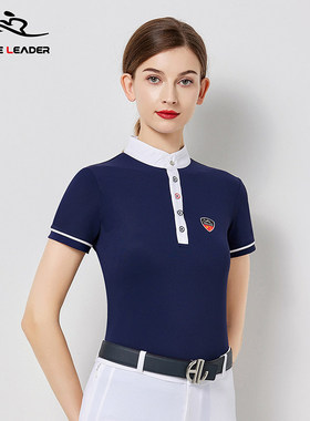 HORSELEADER马术T恤短袖夏季薄款速干骑士装备服装骑马POLO衫女