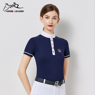 HORSELEADER马术T恤短袖夏季薄款速干骑士装备服装骑马POLO衫女