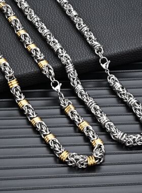 嘻哈说唱荆棘项链男款百搭潮流单链条粗长款挂链不掉色钛钢装饰品