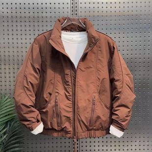 工装风立领短款羽绒服男宽松保暖夹克潮流外套