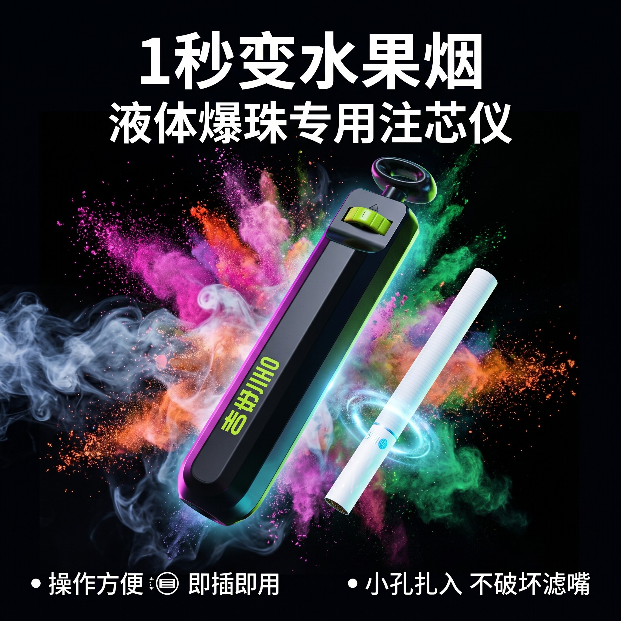 烟用爆珠液体推珠器 液态薄荷蓝莓粗中细烟都能用便携注射香珠
