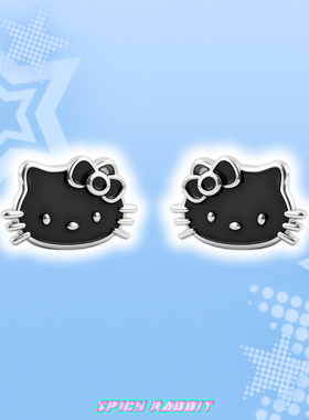 S-Rabbit【售罄不补】黑色滴油kitty耳骨钉/卡通可爱个性耳环小众