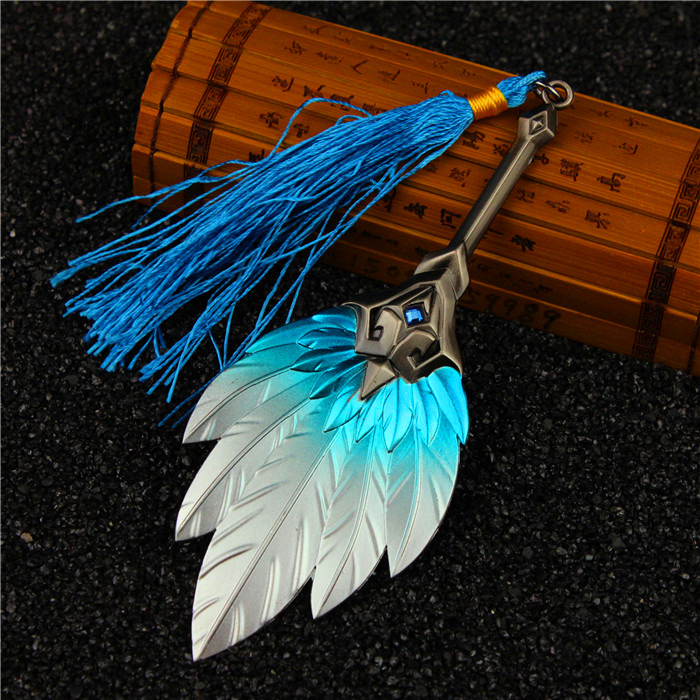 三国冷兵器 诸葛亮羽扇纶巾扇子模型全金属工艺品12cm