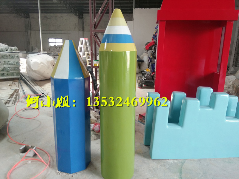 玻璃钢仿真铅笔造型毛笔雕塑定制