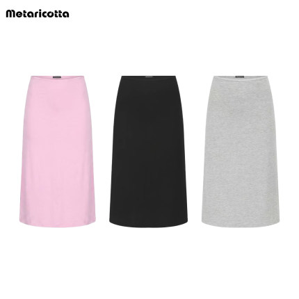 Metaricotta 黑/灰 柔软亲肤呼吸裸感简约基础微鱼尾过膝半裙