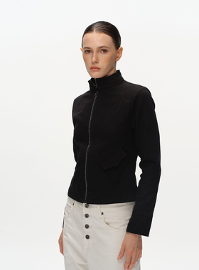 Metaricotta 别致镶钻拉链高级质感修身立领夹克外套