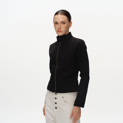 Metaricotta 别致镶钻拉链高级质感修身立领夹克外套