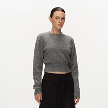 Metaricotta 灰色休闲收腰短款针织衫女慵懒感毛衣