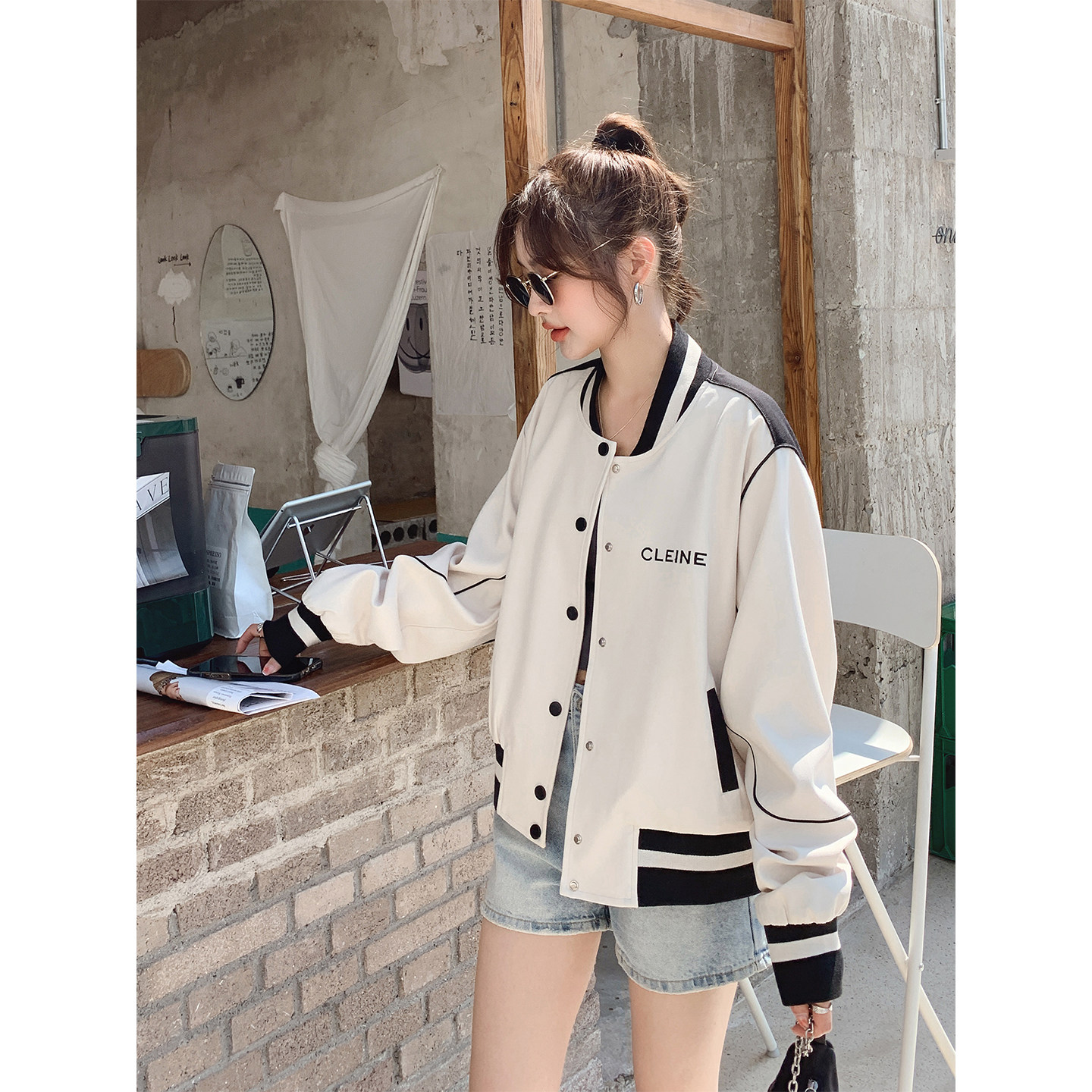 撞色棒球服外套女2025春秋新款韩版宽松高级感小个子减龄夹克上衣