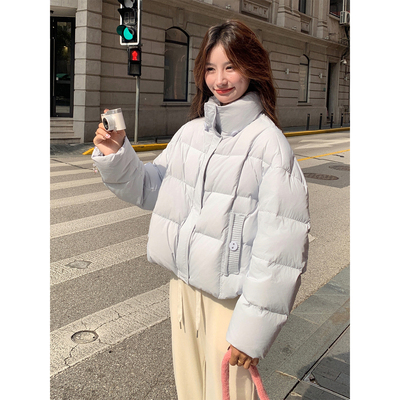 2025冬季针织连帽羽绒服女短款