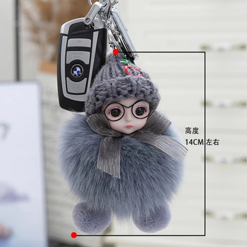 礼品女款网红狐狸毛绒包挂件