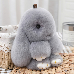 小兔子獭兔毛迷你装死兔挂件皮草包包毛绒可爱书包汽车钥匙扣挂饰
