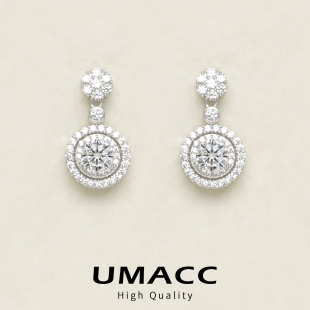 莫桑钻石耳环富家千金气质双圆钻耳坠女925纯银饰耳饰轻奢高级感