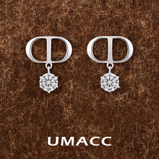 大牌简约CD字母法式耳环女气质莫桑钻耳钉925纯银耳饰轻奢高级感