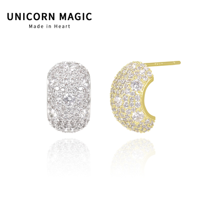 满钻轻奢耳环圈圈c形耳圈高级感