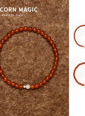 红玛瑙手串叠戴巨好看的手链闺蜜