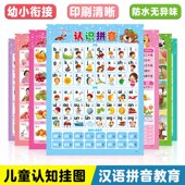 宝宝挂图墙贴0 3婴幼儿童启蒙早教认知挂图识字拼音数字无声卡片