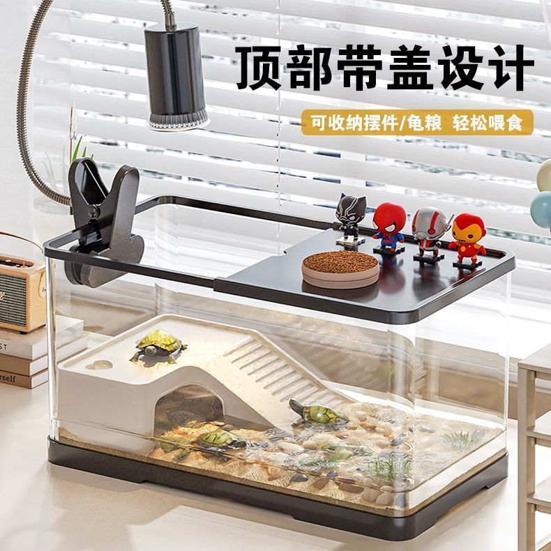 小猫观赏鱼缸过滤制氧一体机桌面金鱼缸客厅家用造景生态小型全景