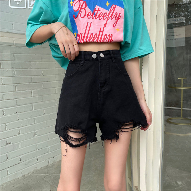 黑色牛仔短裤女2021新款