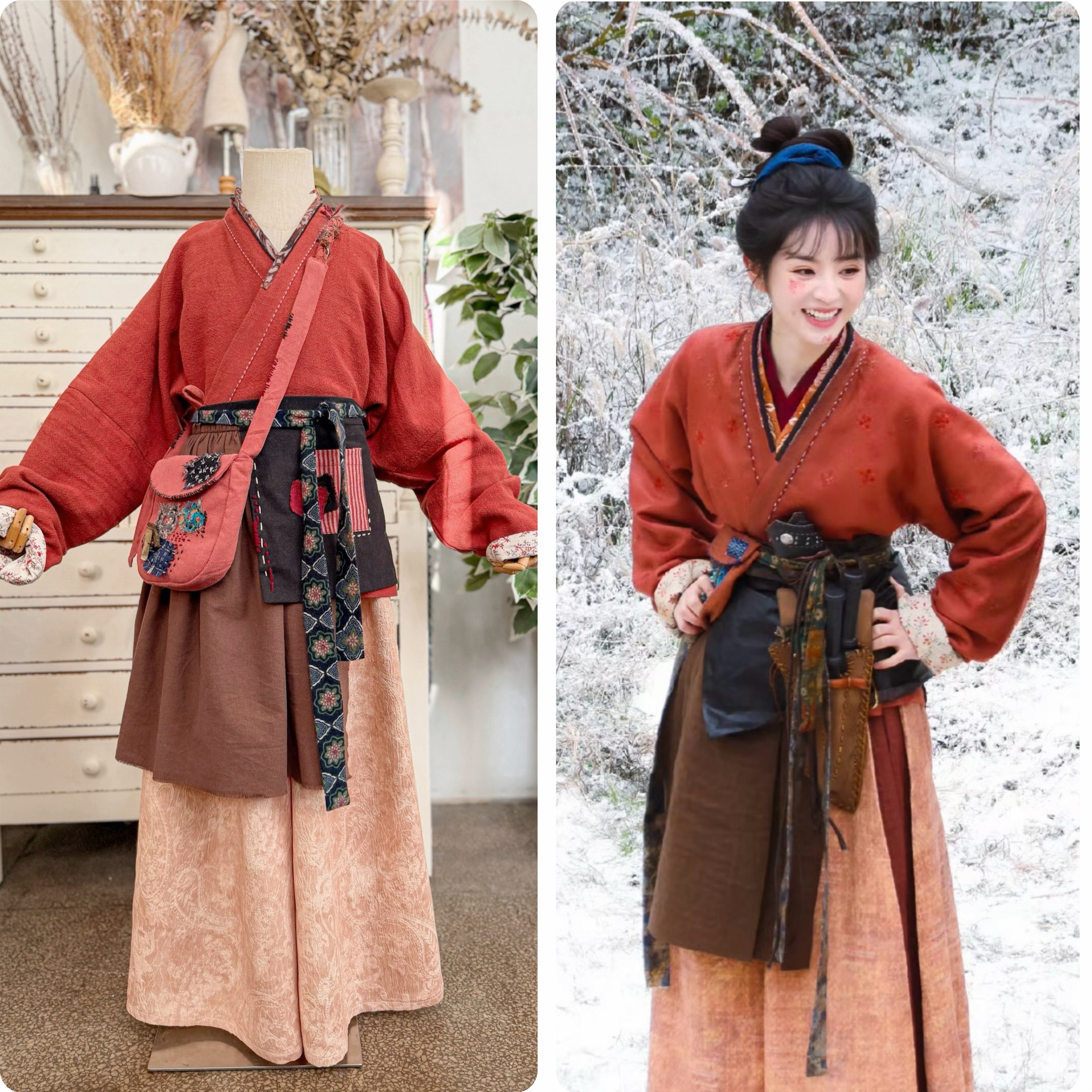 熹言 红色棉麻田曦薇逐玉樊长玉同款种田文古风表演摄影视服装