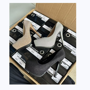 亮片细跟简约单鞋 2025新款 圆头防水台超高跟13cm夜店走秀女鞋