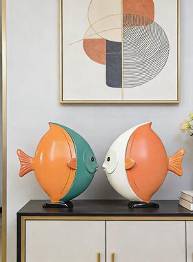 亲嘴鱼装饰品摆件创意家居客厅