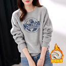 100%纯棉圆领宽松卫衣女韩版 慵懒风休闲印花加绒加厚学生ins外套