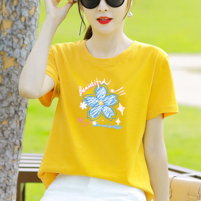 山东即墨短袖t恤女100%纯棉上衣