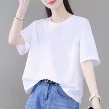 一线高端即墨品牌纯白色短袖t恤女夏季休闲宽松慵懒风纯棉上衣潮