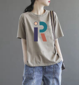 百搭宽松洋气打底衫 品牌专柜清仓捡漏100%纯棉短袖 印花t恤女夏季