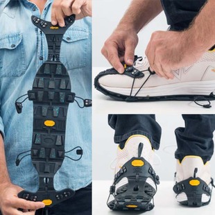 vibram户外登山徒步便携折叠性雪地湿冰面防滑大底冰爪橡胶鞋套