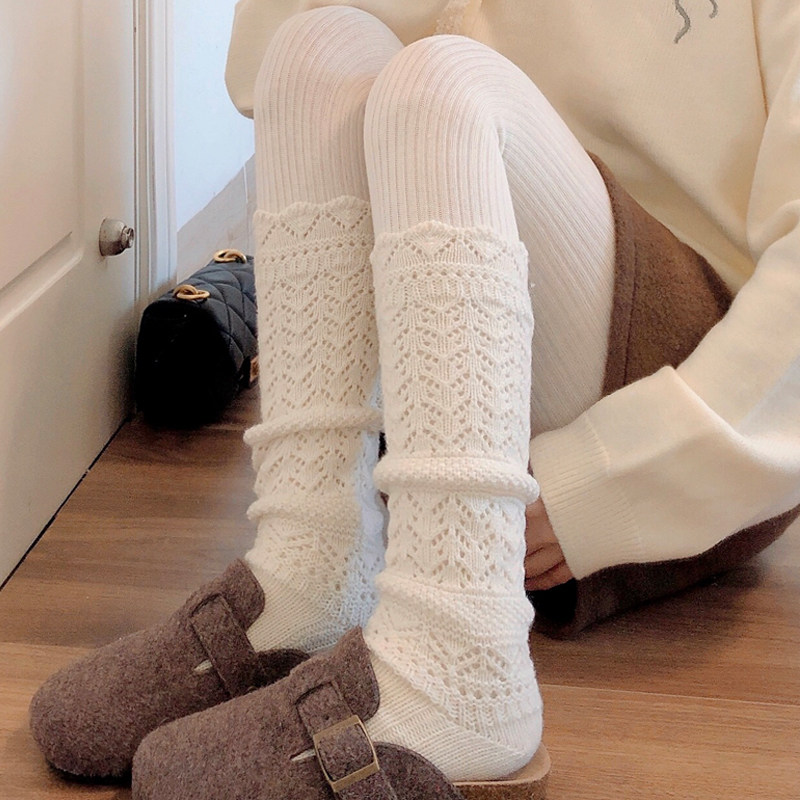 米白色羊毛镂空堆堆小腿袜女秋冬款加厚保暖烟灰色中筒袜甜美袜子,女士内衣/男士内衣/家居服,中筒袜,淘宝优惠券,粉丝福利购,淘宝优惠卷