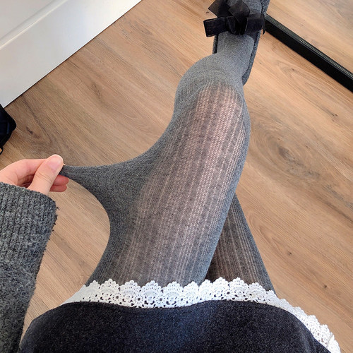 微透深灰色连裤袜女烟灰色打底袜