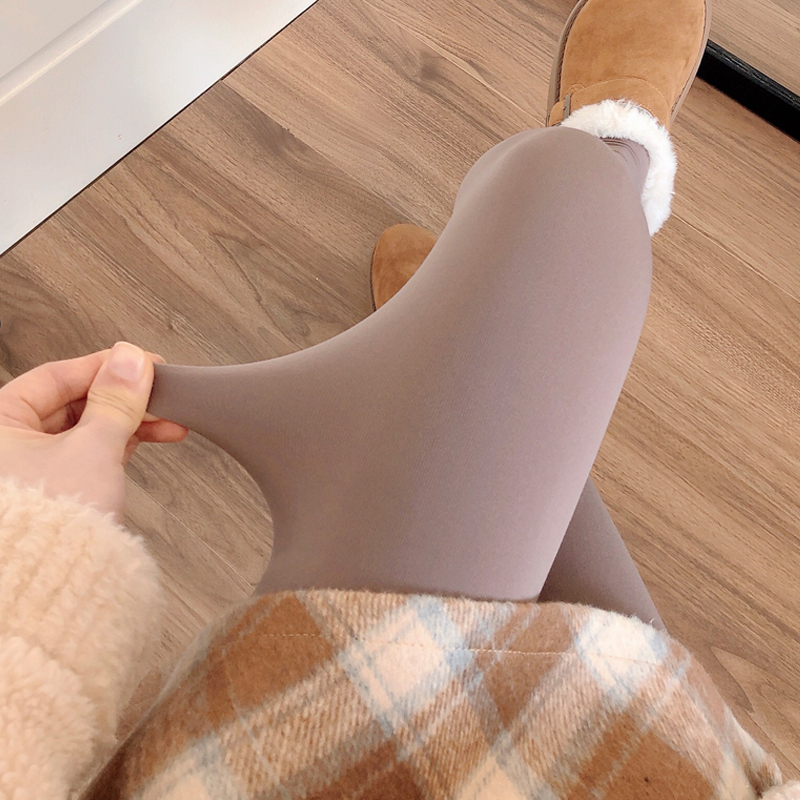 加绒奶咖色连裤袜烟灰色打底裤袜