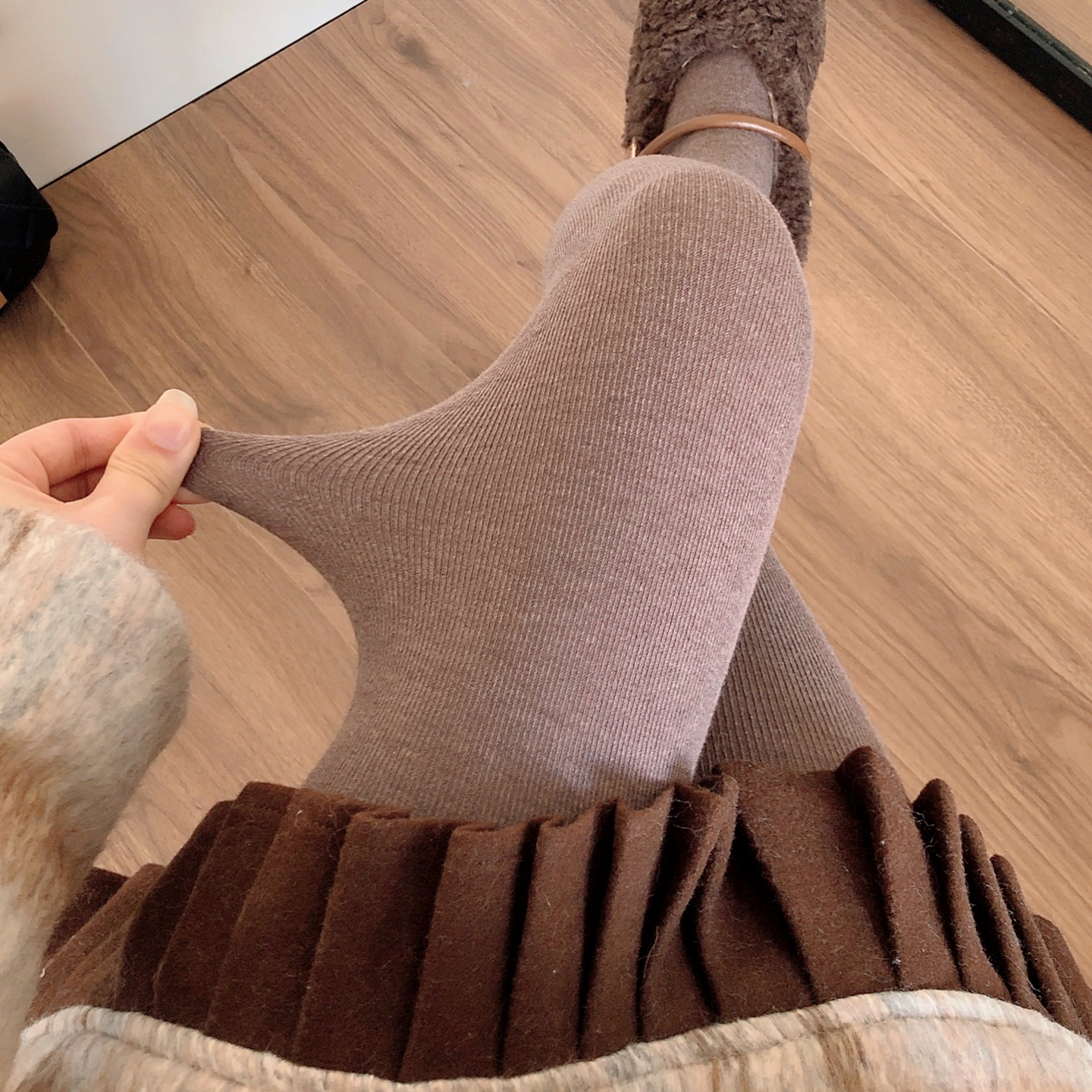 加厚咖啡色打底裤女漫画腿连裤袜