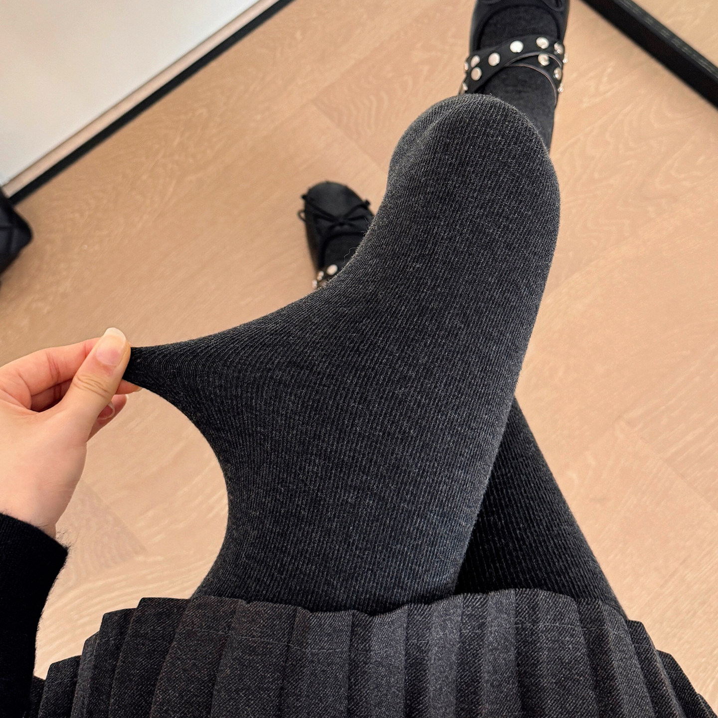 秋冬加绒深灰色连裤袜女外穿高腰加厚烟灰色打底裤袜保暖显瘦踩脚