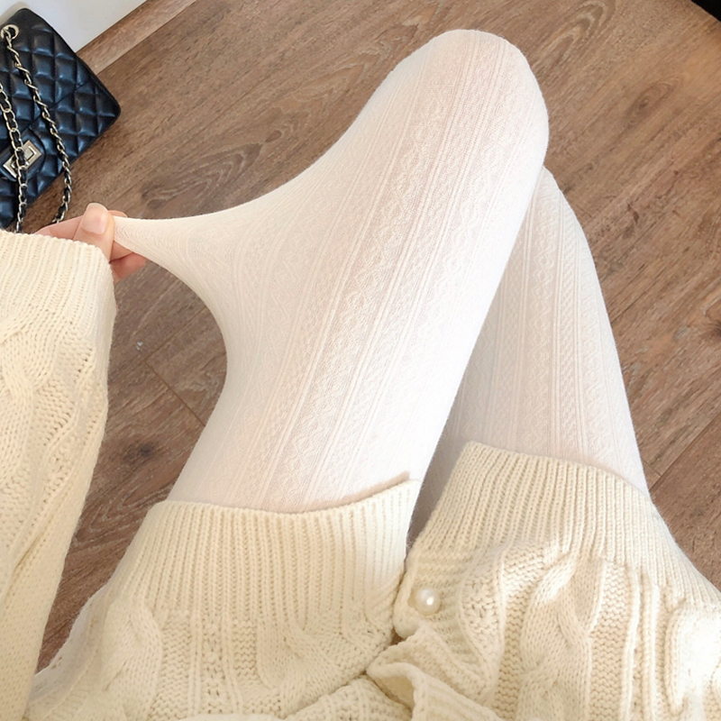 米白色连裤袜女日系JK奶白色丝袜
