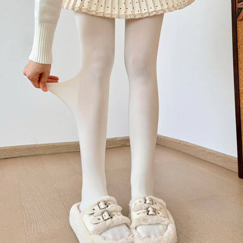 厚白色连裤袜Lolita奶白色打底袜