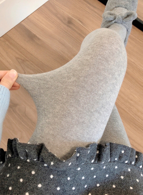 秋冬款加绒浅灰色连裤袜女加厚保暖奶白丝袜miu系烟灰色打底裤袜