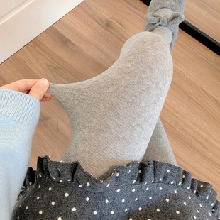 袜女加厚保暖奶白丝袜miu系烟灰色打底裤 袜 加绒浅灰色连裤 秋冬款